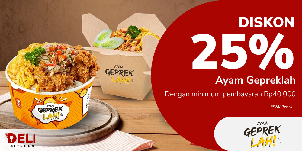 Gambar promo Diskon 25% Ayam Gepreklah (Deli Kitchen) dari Ayam Gepreklah